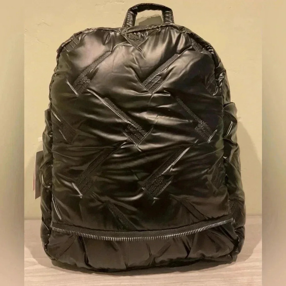 Midnight Black Metallic Puffer Backpack Made By Rozebud Accessories - Picture 4 of 7